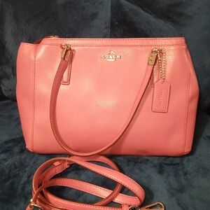 Coach Pink Pebbled Leather Shoulder Bag